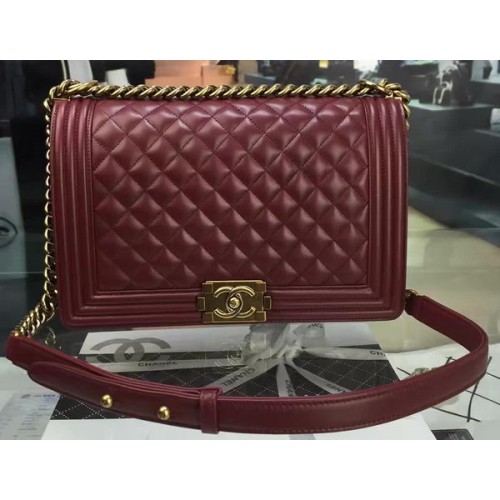 Boy Chanel Flap Bag Vino Original Piel De Oveja A67088 Oro