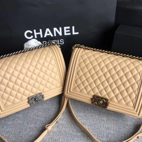 Boy Chanel Flap Bolsos Piel de oveja original A67088 Albaricoque
