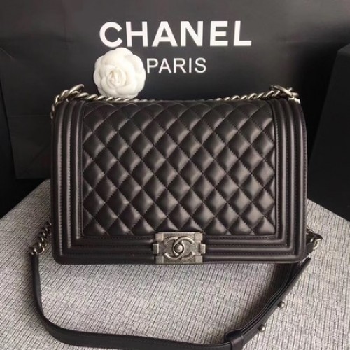 Boy Chanel Flap Bolsos Original Piel De Oveja A67088 Negro