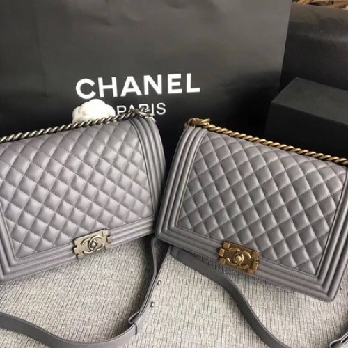 Boy Chanel Flap Bolsos Original Piel de Oveja A67088 Gris