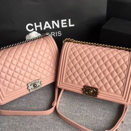 Boy Chanel Flap Bolsos Original Piel De Oveja A67088 Rosa