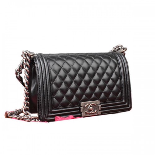 Boy Chanel Flap Bandolera Negro Cuero Original A67086 Plata