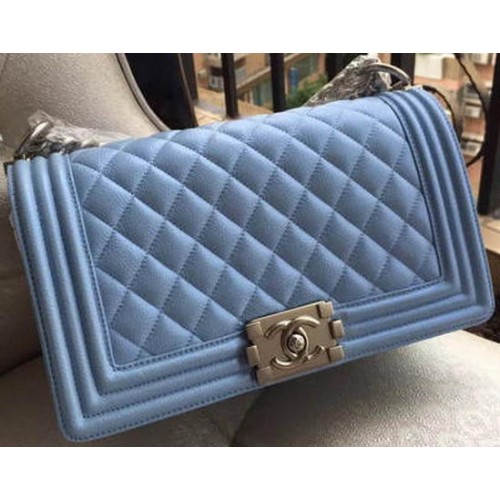 Boy Chanel Flap Shoulder Bag Blue Cannage Pattern A67086 Plata