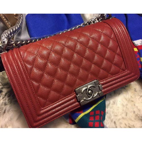 Bolso de hombro Boy Chanel Flap Patrón Cannage A67086 Borgoña
