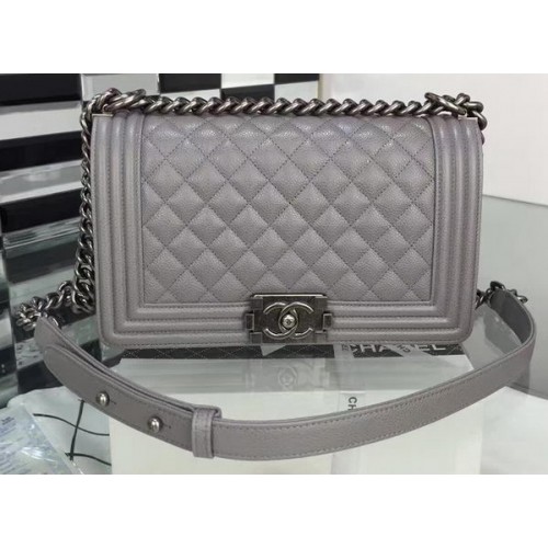 Boy Chanel Flap Shoulder Bag Cannage Pattern A67086 Gris