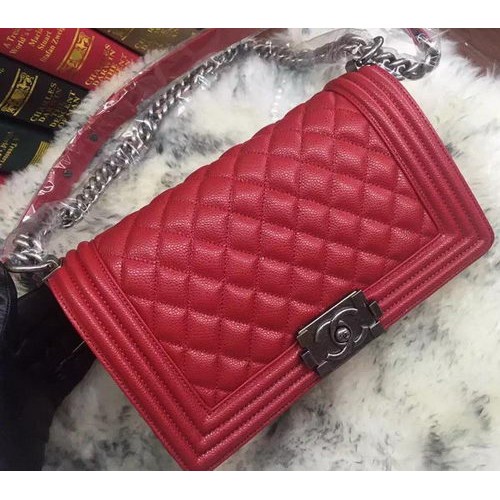 Bolso de hombro Boy Chanel Flap Patrón Cannage A67086 Rojo