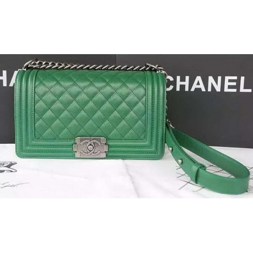 Boy Chanel Solapa Bandolera Caviar Cuero A67086 Verde