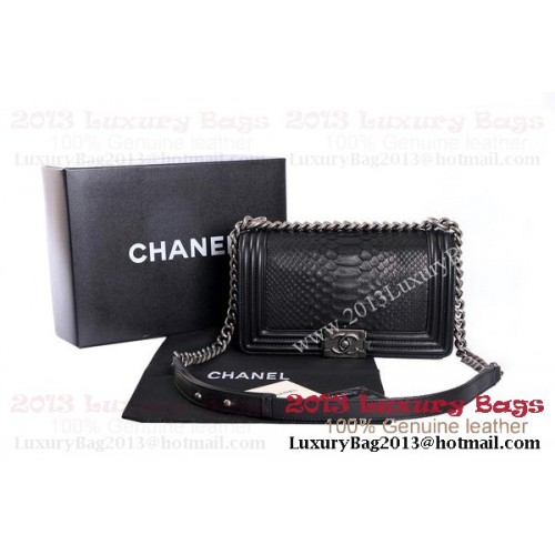 Boy Chanel Flap Shoulder Bag Piel de Pitón Genuina A37003 Negro