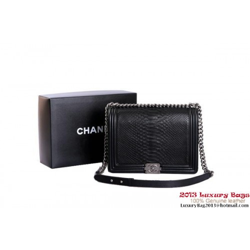 Boy Chanel Flap Shoulder Bag Piel de Serpiente Genuina A37005 Negro