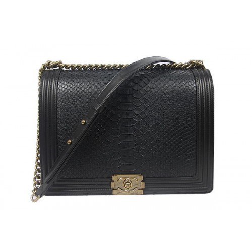 Boy Chanel Flap Shoulder Bag Piel de Serpiente Genuina A67087 Negro