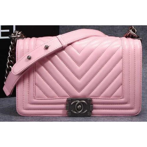 Boy Chanel Flap Shoulder Bag Herringbone Stitching CHA6817 Rosa