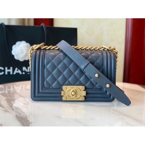Boy Chanel Flap Bandolera Cuero A67085 azul