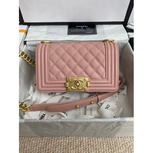 Boy Chanel Flap Bandolera Cuero A67085 rosa