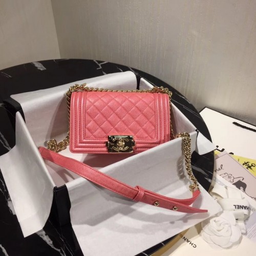 Boy Chanel Solapa Bolso de Hombro Original Cuero Rosa A67085 Oro