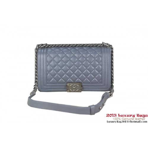 Boy Chanel Solapa Bolso de Hombro Original Piel de Oveja A67025 Gris