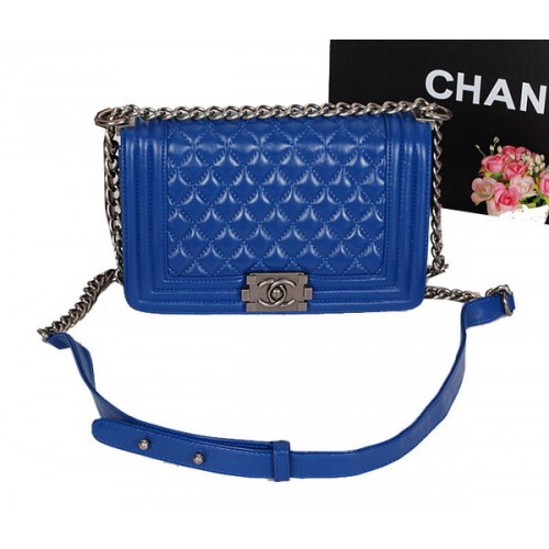 Boy Chanel Solapa Bolso de Hombro Original Piel de Oveja A67086 Azul