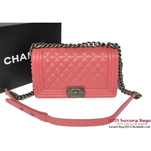 Boy Chanel Solapa Bolso de Hombro Original Piel de Oveja A67086 Rojo Claro