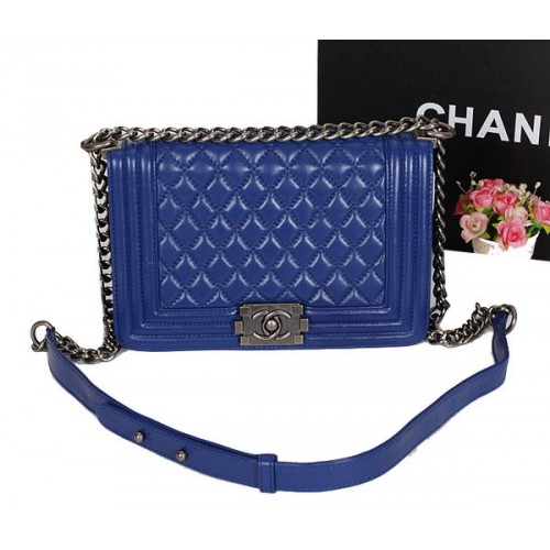 Boy Chanel Solapa Bolso de Hombro Original Piel de Oveja A67086 RoyalBlue