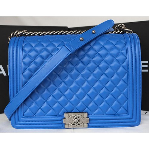 Boy Chanel Solapa Bolso de Hombro Original Piel de Oveja A67087 Azul