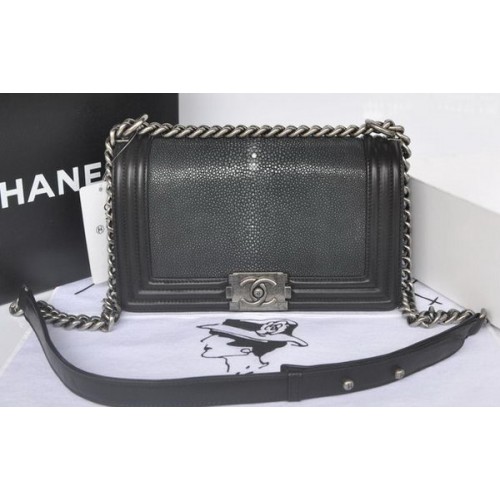 Boy Chanel Solapa Bandolera Perla Cuero A66230 Negro