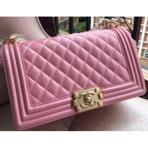 Boy Chanel Flap Shoulder Bag Pink Cannage Pattern A67086 Oro