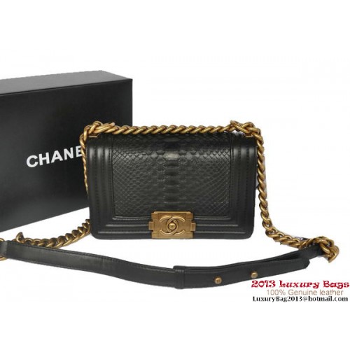 Boy Chanel Solapa Bandolera Piel Pitón A66094 Negro