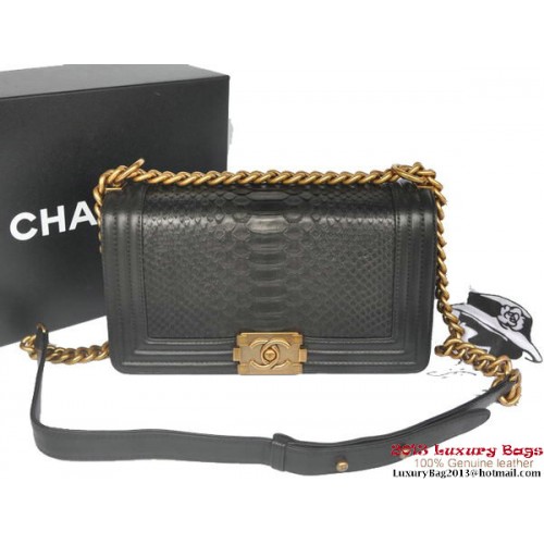Boy Chanel Solapa Bandolera Piel Pitón A66095 Negro