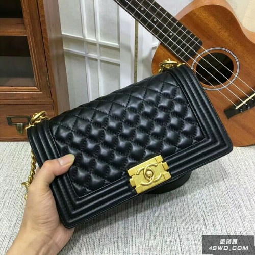 Boy Chanel Solapa Bandolera Piel De Oveja 67086A Negro