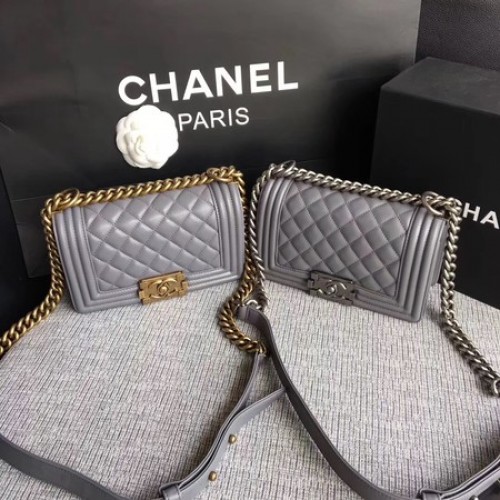 Boy Chanel Solapa Bolso de Hombro Piel de Oveja A67085 Gris