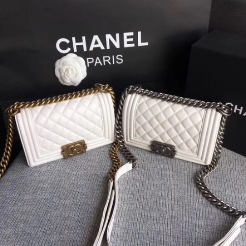 Boy Chanel Solapa Bolso de Hombro Piel de Oveja A67085 Blanco