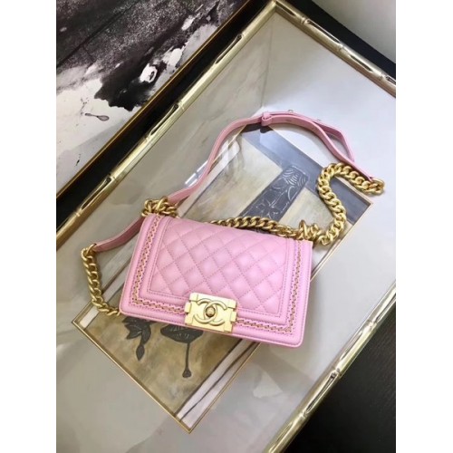 Boy Chanel Solapa Bolso de Hombro Piel de Oveja A67085E Rosa