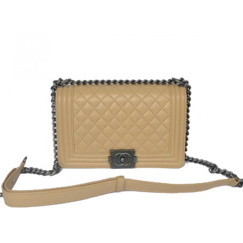 Boy Chanel Solapa Bolso de Hombro Piel de Oveja A67086 Albaricoque