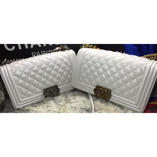 Boy Chanel Solapa Bolso de Hombro Piel de Oveja A67086 OffWhite