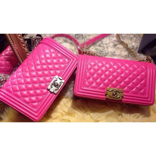 Boy Chanel Solapa Bolso de Hombro Piel de Oveja A67086 Rosa
