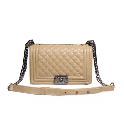Boy Chanel Solapa Bolso de Hombro Piel de Oveja CHA2068 Albaricoque