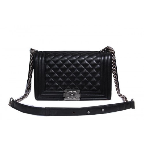 Boy Chanel Solapa Bandolera Piel Oveja CHA2068 Negro