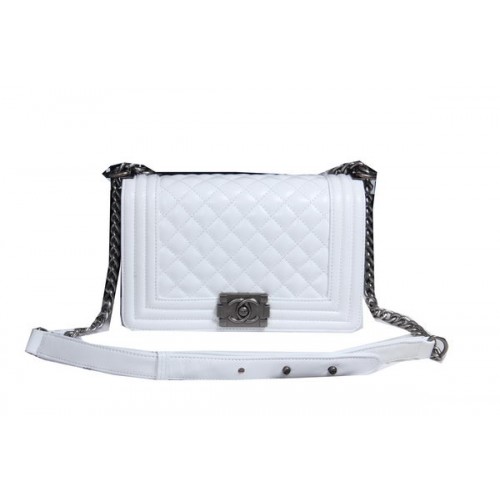 Boy Chanel Solapa Bandolera Piel Oveja CHA2068 Blanco