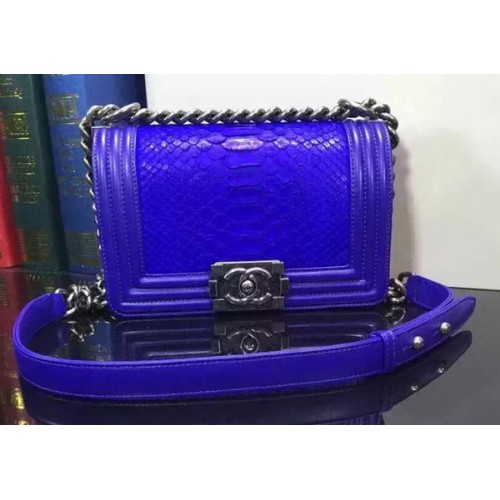 Boy Chanel Flap Bandolera Piel Serpiente A67085 Azul