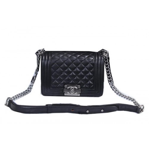 Bolso de hombro con solapa Boy Chanel en piel de oveja A62050 Negro
