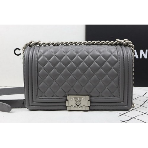 Boy Chanel Flap Bolsos de Hombro Original Piel de Cordero A67025 Gris