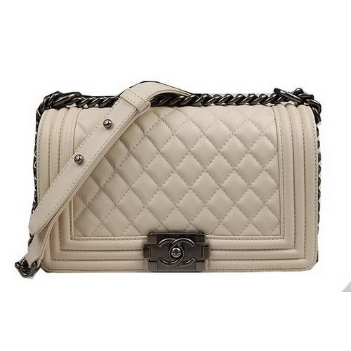 Boy Chanel Solapa Bolsos de Hombro Original Piel de Oveja A67025 Beige