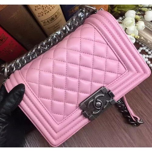 Boy Chanel Flap Bolsos de hombro Cuero de piel de oveja A67085 Rosa