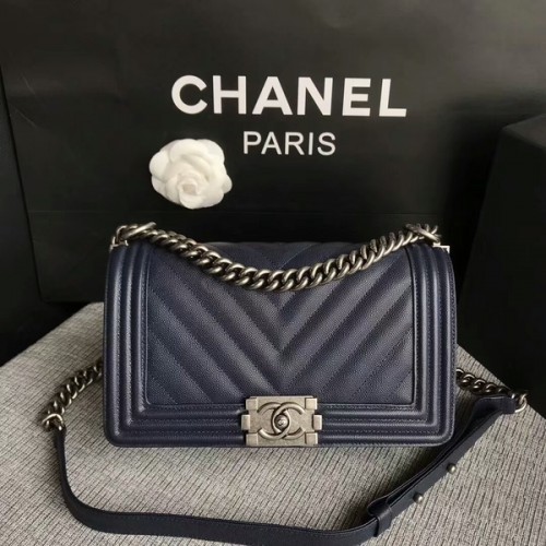 Niño Chanel Original Chevron Cuero 67086 Azul