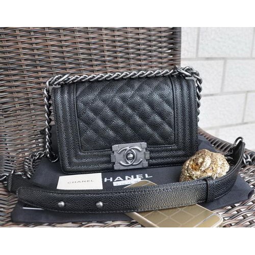 Boy Chanel pequeño bolso de hombro con solapa patrón Cannage A67083 negro