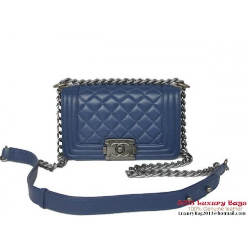 Boy Chanel Bolso de hombro pequeño con solapa Piel de oveja A67086 RoyalBlue