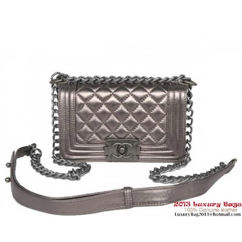 Boy Chanel Bolso de hombro pequeño con solapa Piel de oveja A67086 Plata