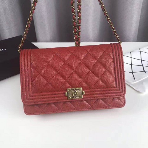 Boy Chanel Top Handle Flap Bag Original Sheepskin Leather CHA6039 Rojo