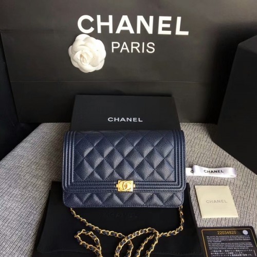 Boy Chanel WOC Flap Bag Original Piel De Becerro CHA6040 Azul