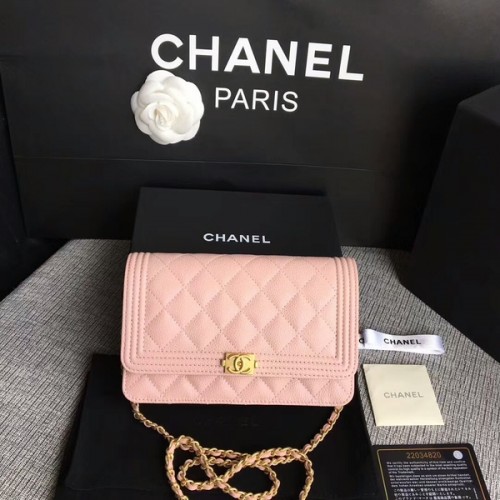 Boy Chanel WOC Flap Bag Original Piel De Becerro CHA6040 Rosa