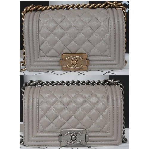Boy Chanel mini Flap Bag Original Cannage Pattern A67085 Gris